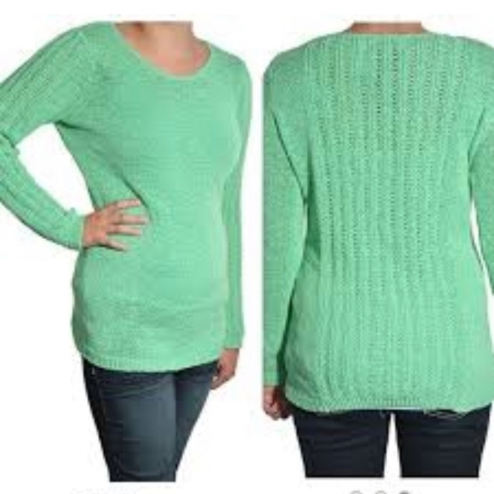 Rachel Zoe long sleeve sweater open knit mint green L